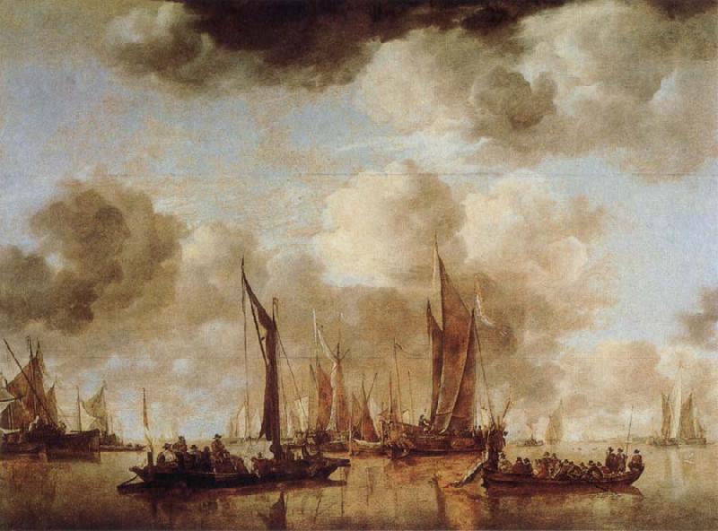 Jan van de Capelle Shipping Scene with a Dutch Yacht Firing a Salure oil painting image
